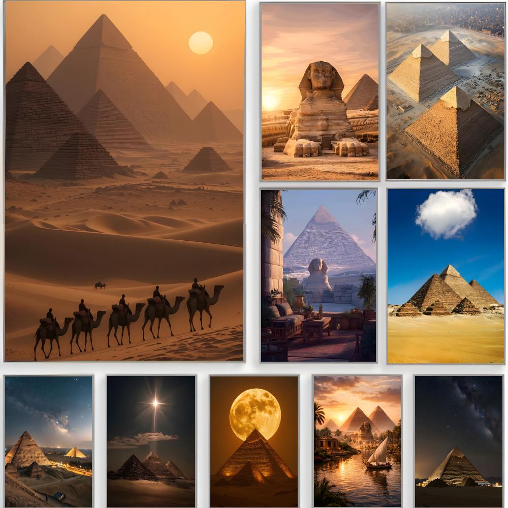 Home Decor Egypt - Poster Paesaggistico delle Piramidi d'Egitto, Arte