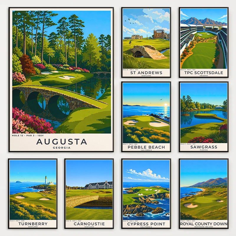 Home Decor Locations - Poster Moderno con Scenari di Golf