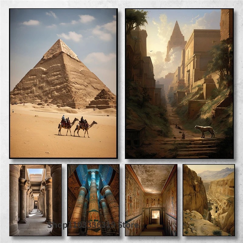 Home Decor Egypt - Antico egitto paesaggio grande sala in