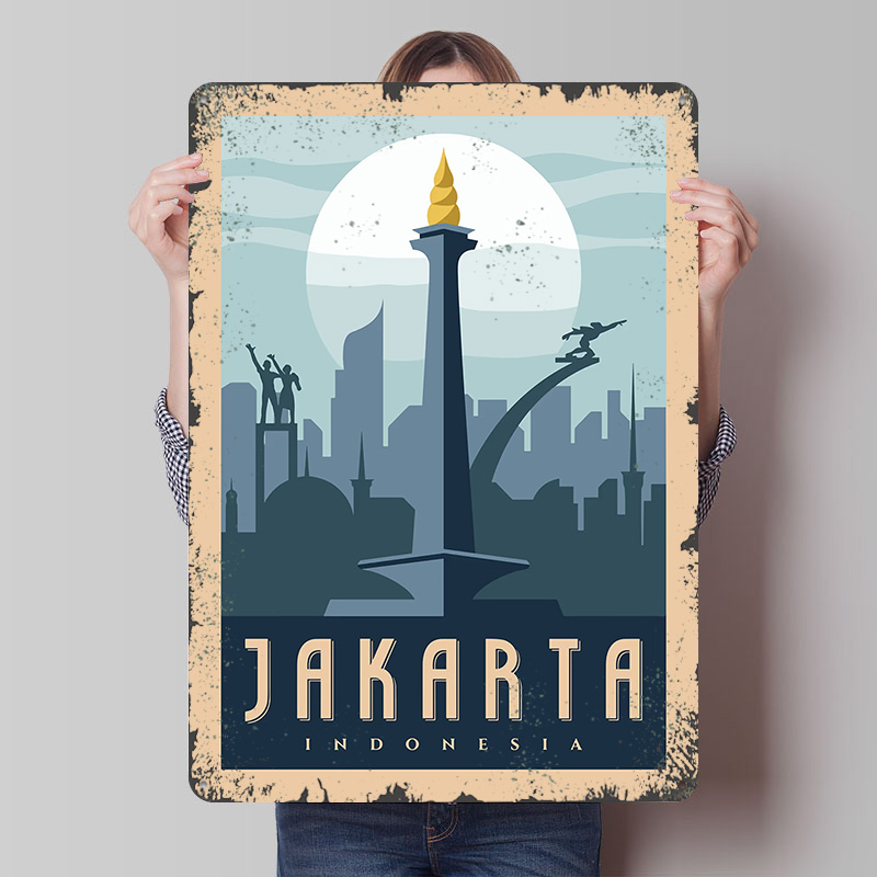 Home Decor Jakarta - Poster Metallico di Jakarta Indonesia, Arte