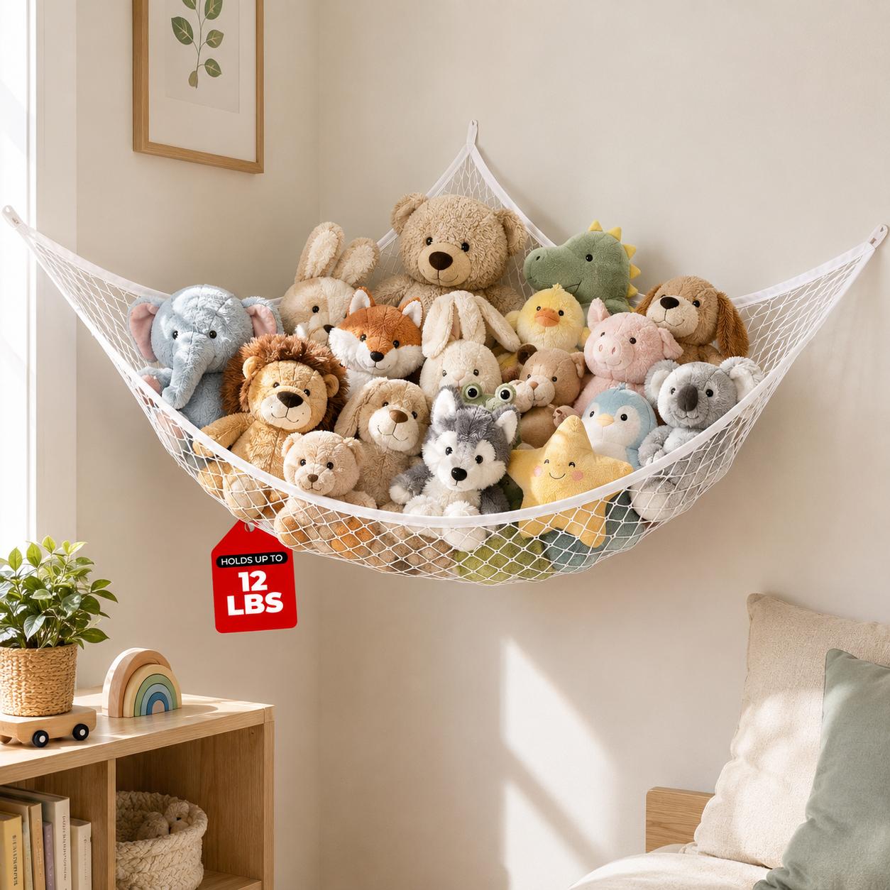 Home Decor Rustic - Amaca portaoggetti in rete per giocattoli,
