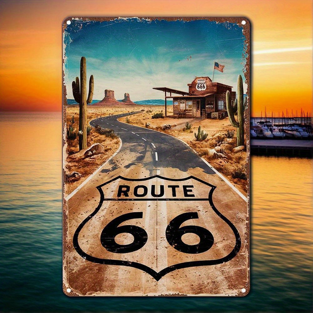 Home Decor Trends - Targa in metallo vintage Route 66