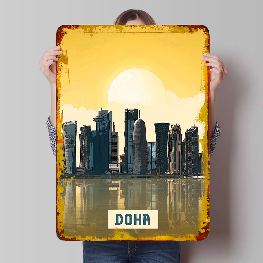 Home Decor Qatar - Doha Skyline Metal Wall Art Qatar