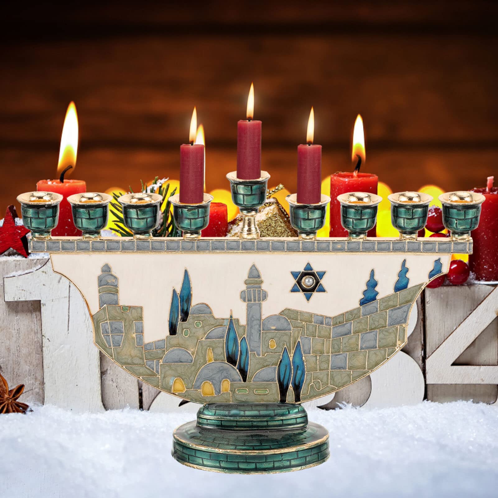 Home Decor Gift - Menorah di Gerusalemme, Portacandele Hanukkah a
