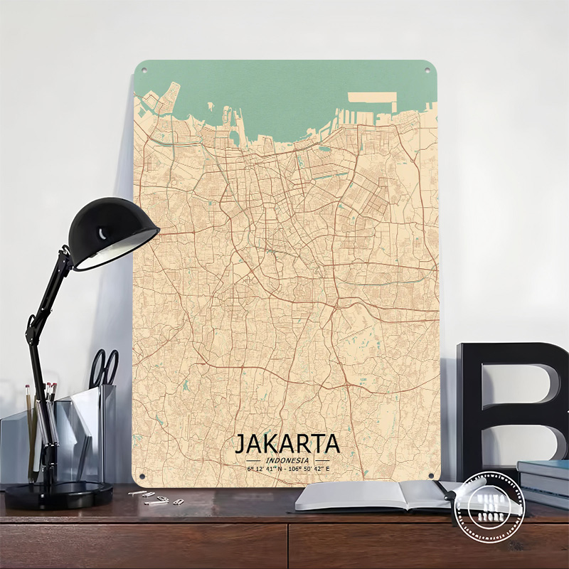 Targa stampata con mappa vinta - Home Decor Jakarta recensione e prezzo