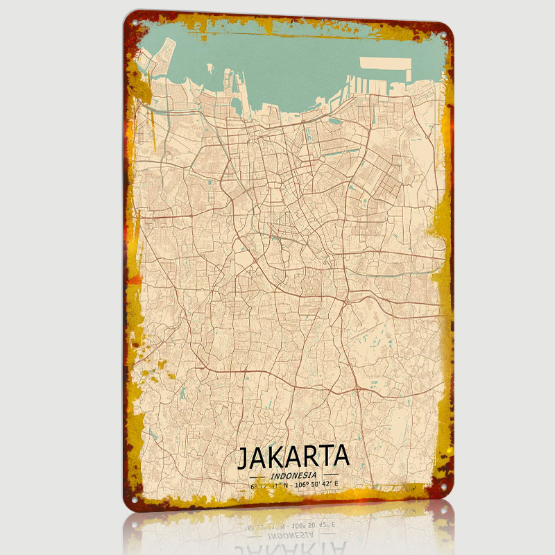 Targa stampata con mappa vinta - Home Decor Jakarta recensione e prezzo
