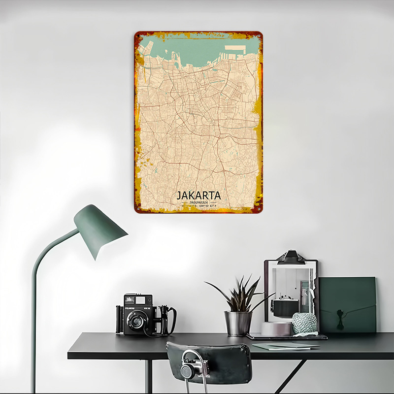 Targa stampata con mappa vinta - Home Decor Jakarta recensione e prezzo