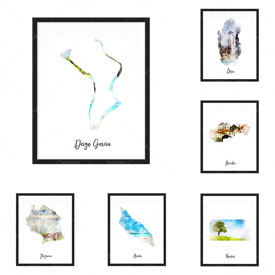 Stampa artistica aquarello Qat - Home Decor Qatar recensione e prezzo