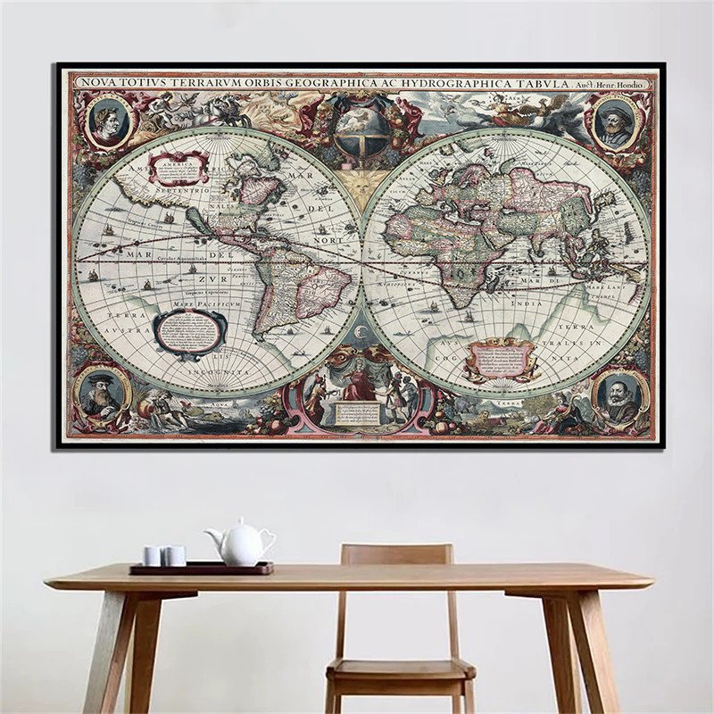 Mappa del Mondo Retrò, Mappa N - Home Decor Nautical recensione e prezzo